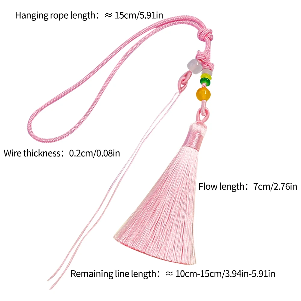 Pastel Pink Handwoven Tassel with Beads 4 Pastel Pink Handwoven Tassel with Beads - Image 4