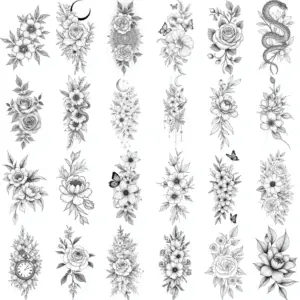 Set of 9 Elegant Line Art Temporary Tattoos 11 Sebed7956eb4d4c73b1b0c0ba0bb489c7c