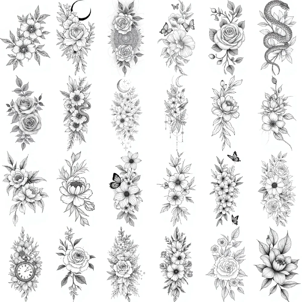 Set of 9 Elegant Line Art Temporary Tattoos 3 Set of 9 Elegant Line Art Temporary Tattoos - Image 3