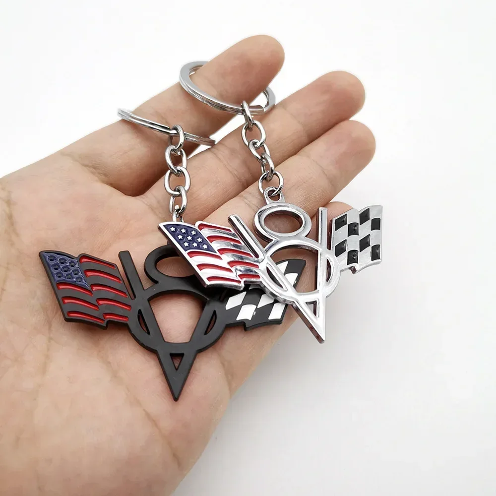V8 Flag Logo 3D Keychain for Vehicles 2 V8 Flag Logo 3D Keychain for Vehicles - Image 2