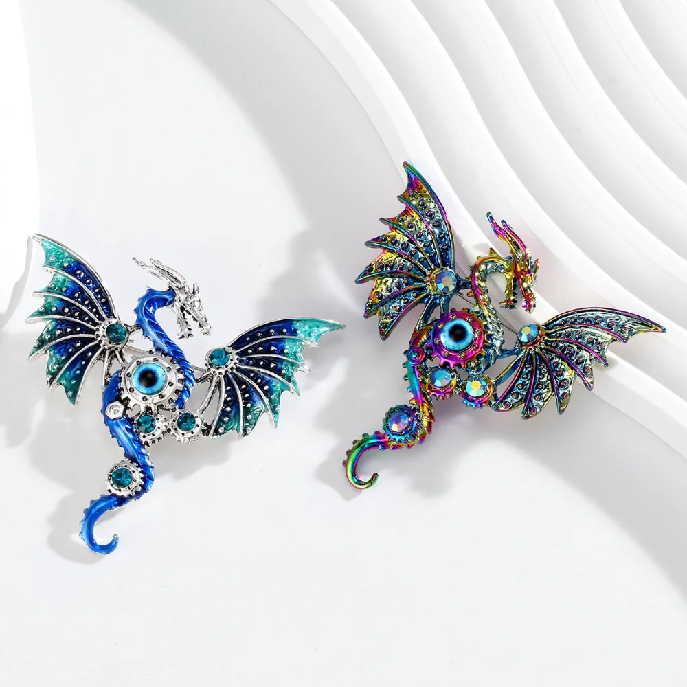 Fantasy Dragon Brooch with Gem Accents 5 Fantasy Dragon Brooch with Gem Accents - Image 5