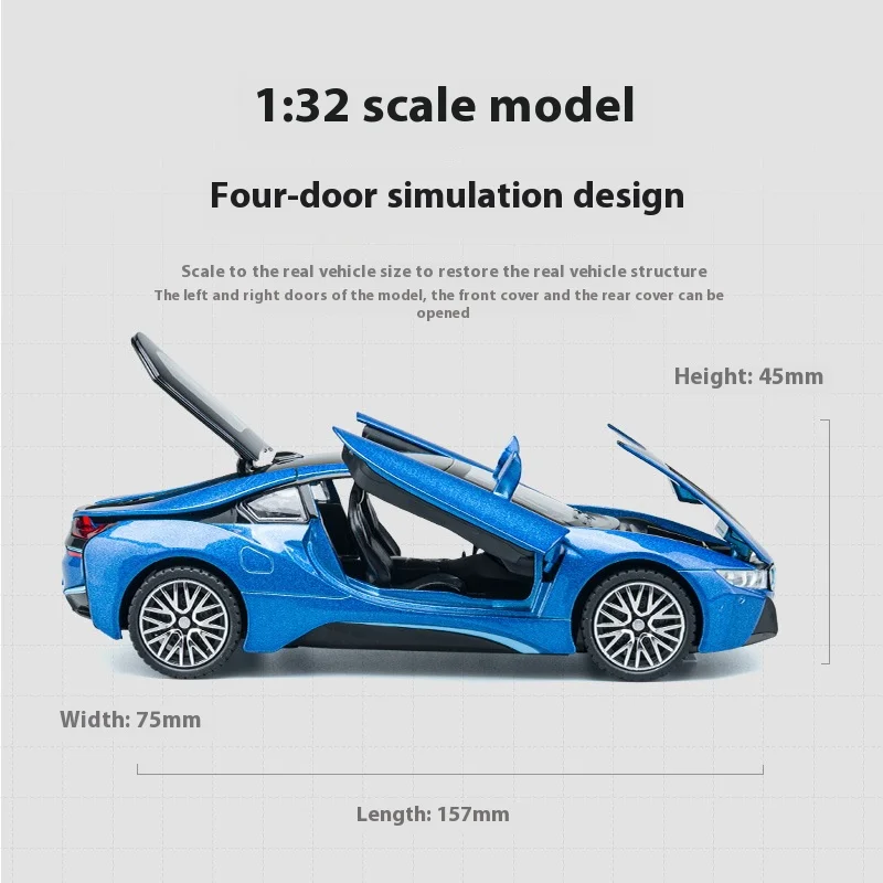 Blue 1:32 Diecast Alloy Sports Car Model 2 Blue 1:32 Diecast Alloy Sports Car Model - Image 2