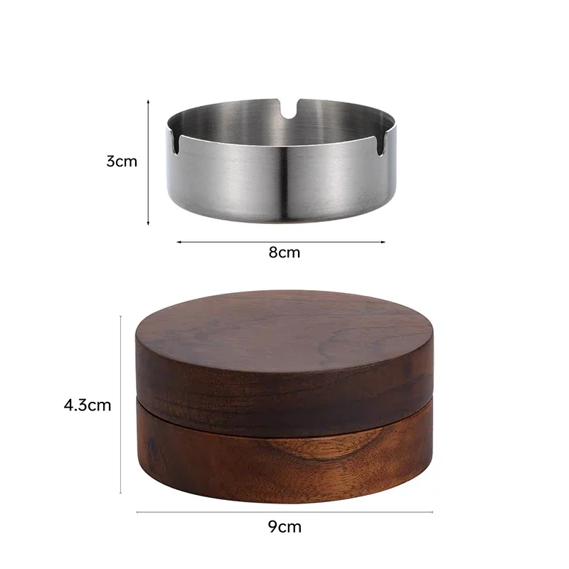 Elegant Walnut Wooden Ashtray with Stainless Steel Insert 6 Elegant Walnut Wooden Ashtray with Stainless Steel Insert - Image 6
