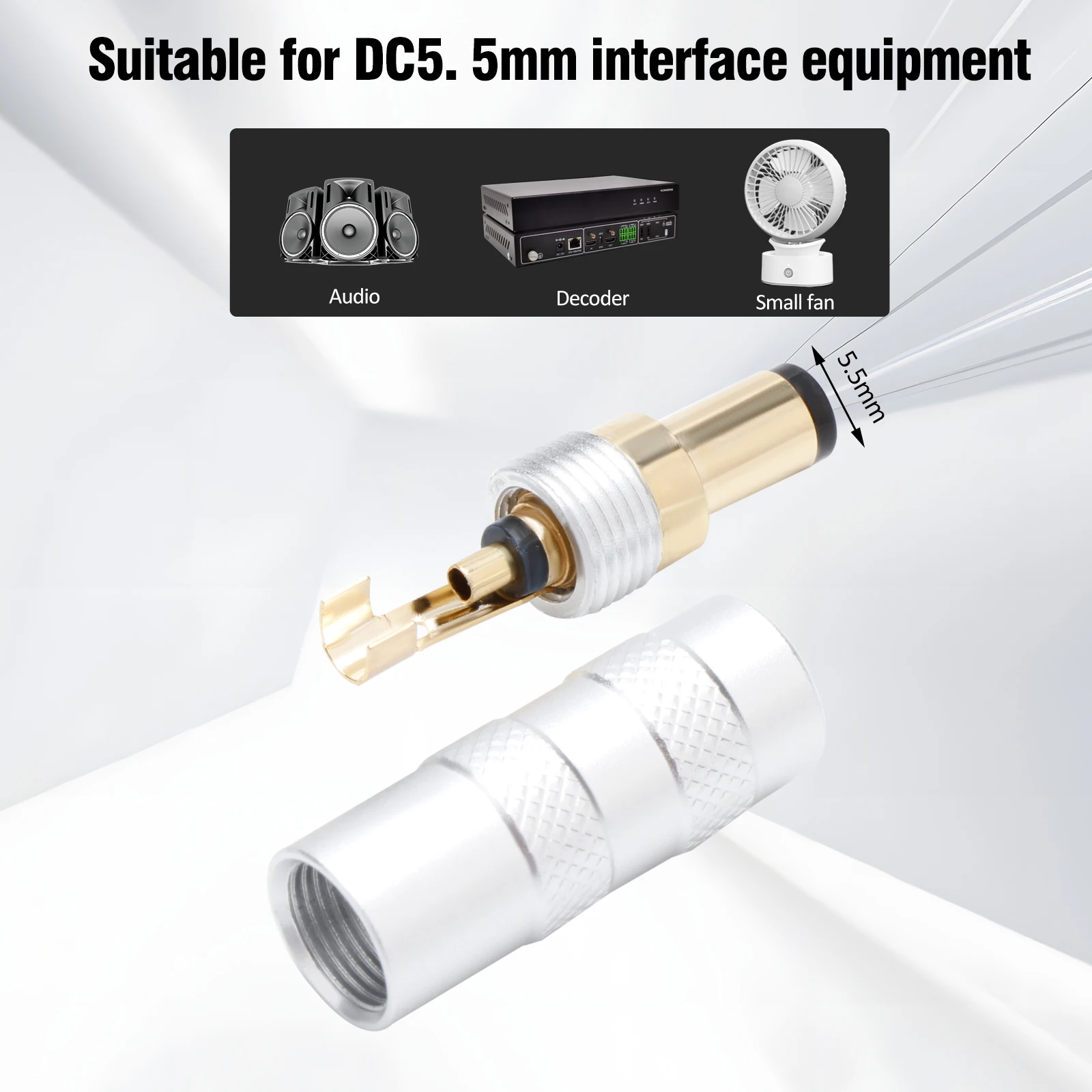 24K Gold-Plated DC Power Connector 5.5×2.1mm/2.5mm 6 24K Gold-Plated DC Power Connector 5.5×2.1mm/2.5mm - Image 6