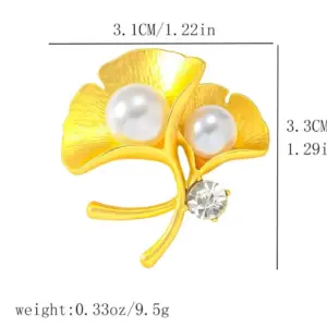 Ginkgo Leaf Brooch with Pearls and Rhinestone 8 Sedbad1c079af468db35d1842cf94b44eW