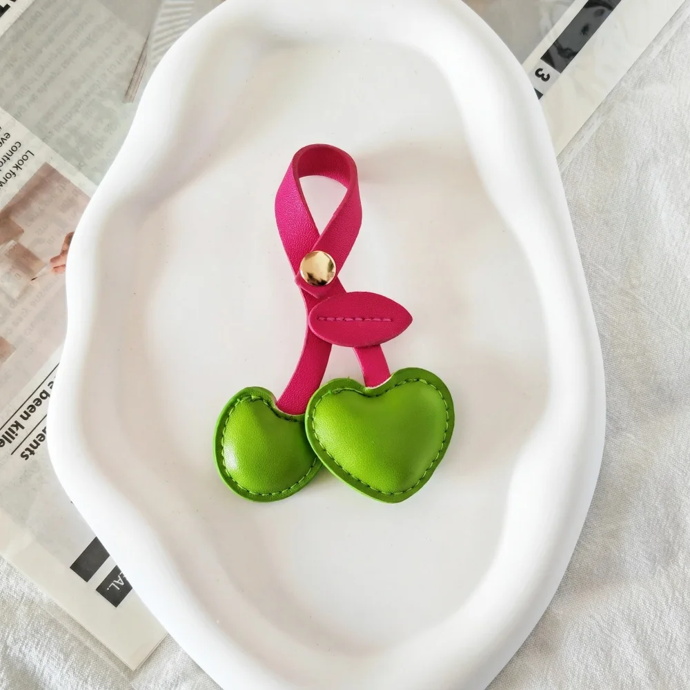 Cherry-Themed Leather Keychain for Women 7 Cherry-Themed Leather Keychain for Women - Image 7