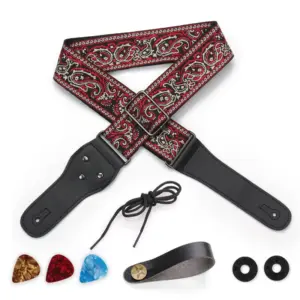 Embroidered Guitar Strap with Paisley Design 14 See0f8c6a70d9406180d3b904f55d03afJ