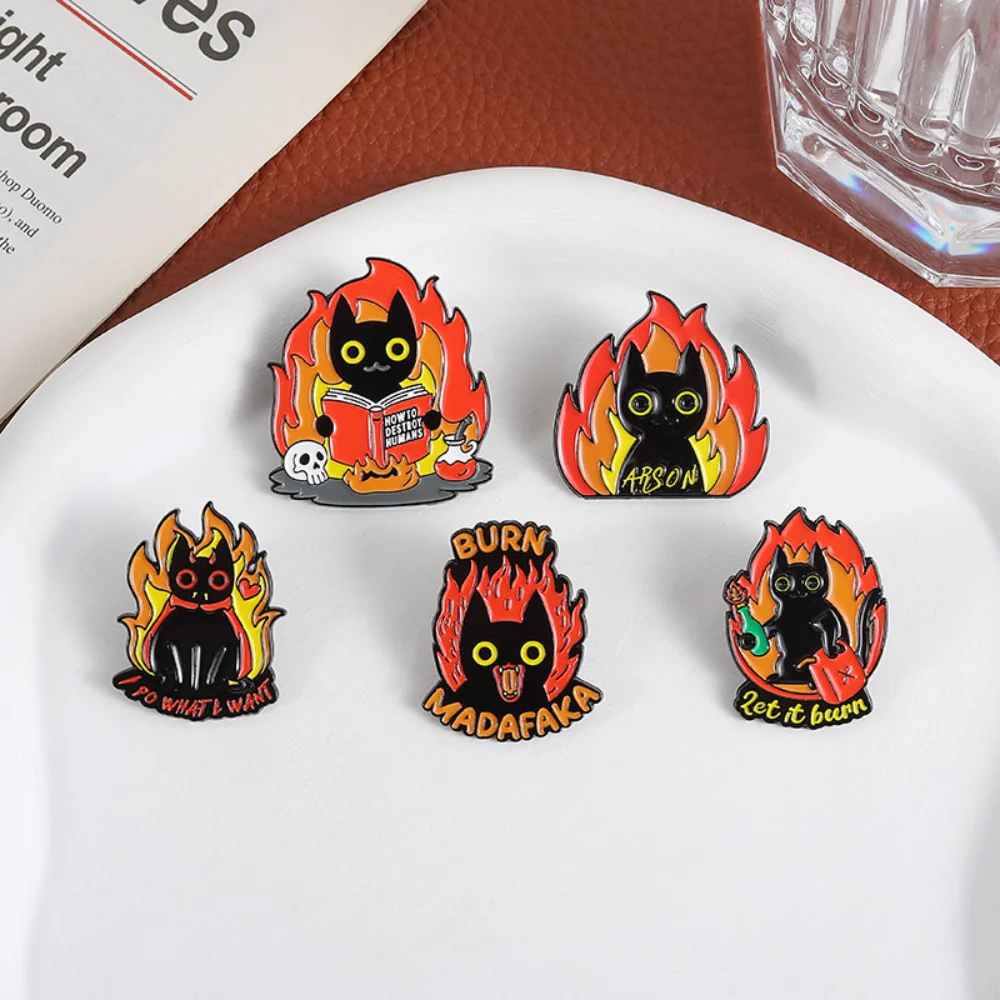 Black Cat Flame Badge for Jackets and Bags 3 Black Cat Flame Badge for Jackets and Bags - Image 3