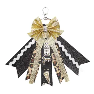 Cheerleading Glitter Bow Keychain with Ribbons 14 Seee5fa78371f4f28a62898d559f0d2d0t