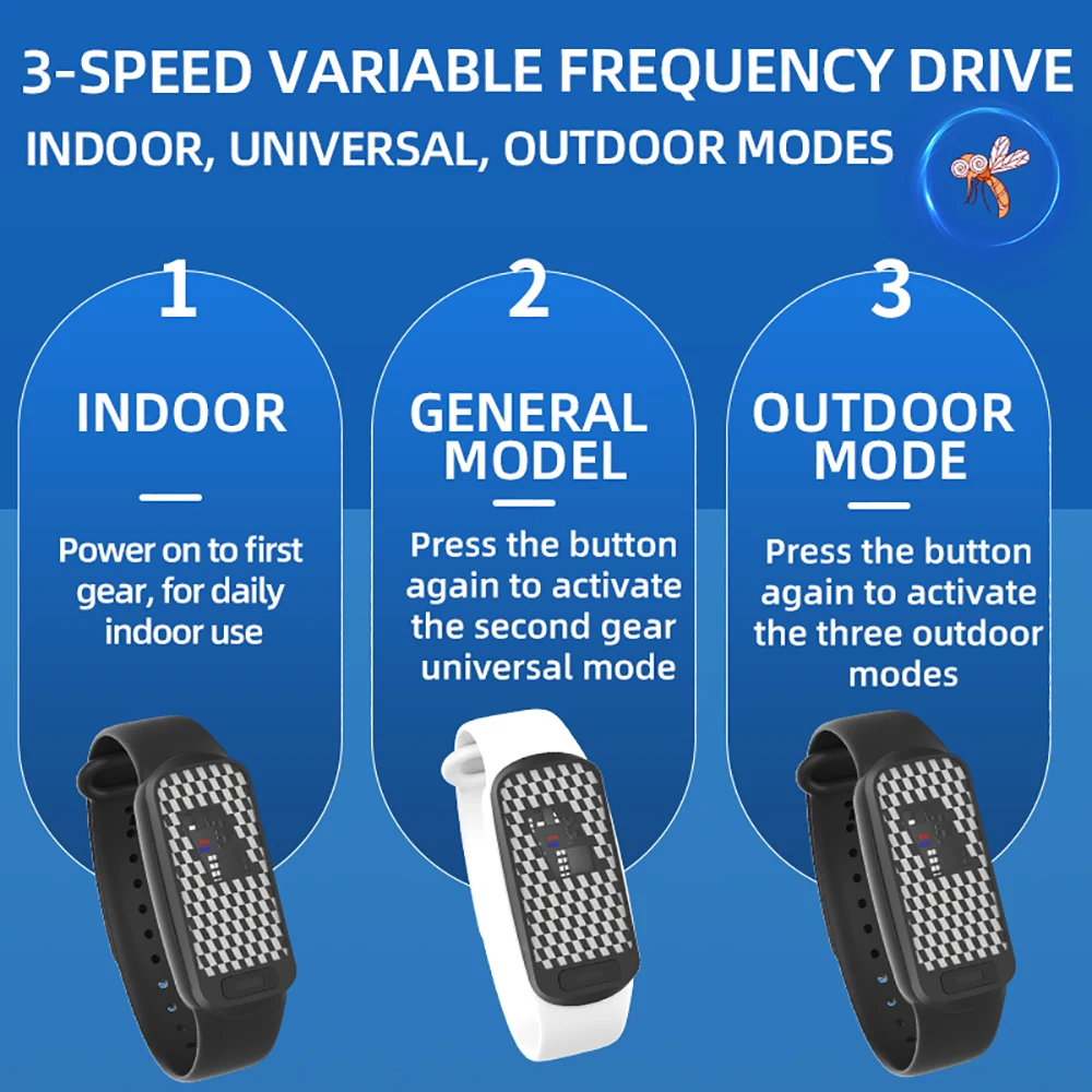 Ultrasonic Mosquito Prevention Bracelet Black & White 6 Ultrasonic Mosquito Prevention Bracelet Black & White - Image 6