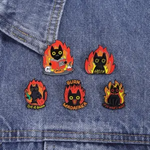 Black Cat Flame Badge for Jackets and Bags 9 Sef8e8b29a41d40a2be90d1f8b28e0ba3X
