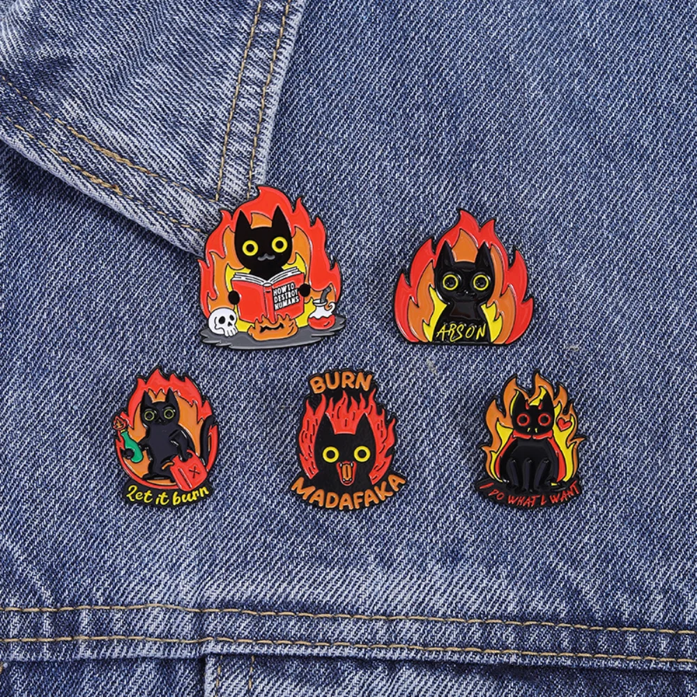 Black Cat Flame Badge for Jackets and Bags 4 Black Cat Flame Badge for Jackets and Bags - Image 4
