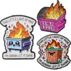 Fire and Smile Enamel Pin in Vibrant Colors