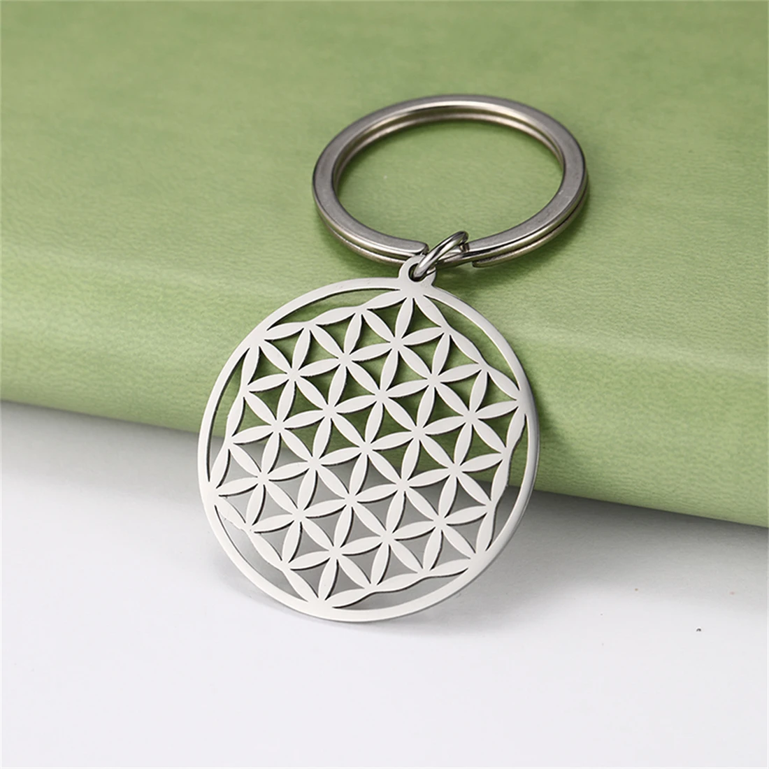 Stainless Steel Flower of Life Keychain 3 Stainless Steel Flower of Life Keychain - Image 3