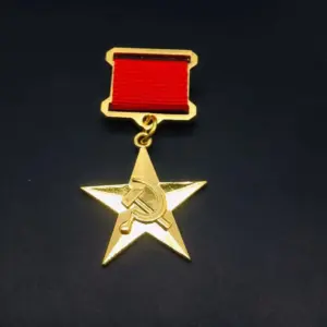 Soviet Medal Brooch in Zinc Alloy 14 Sf0d2f8399be549be85c92c75fce0b89fa