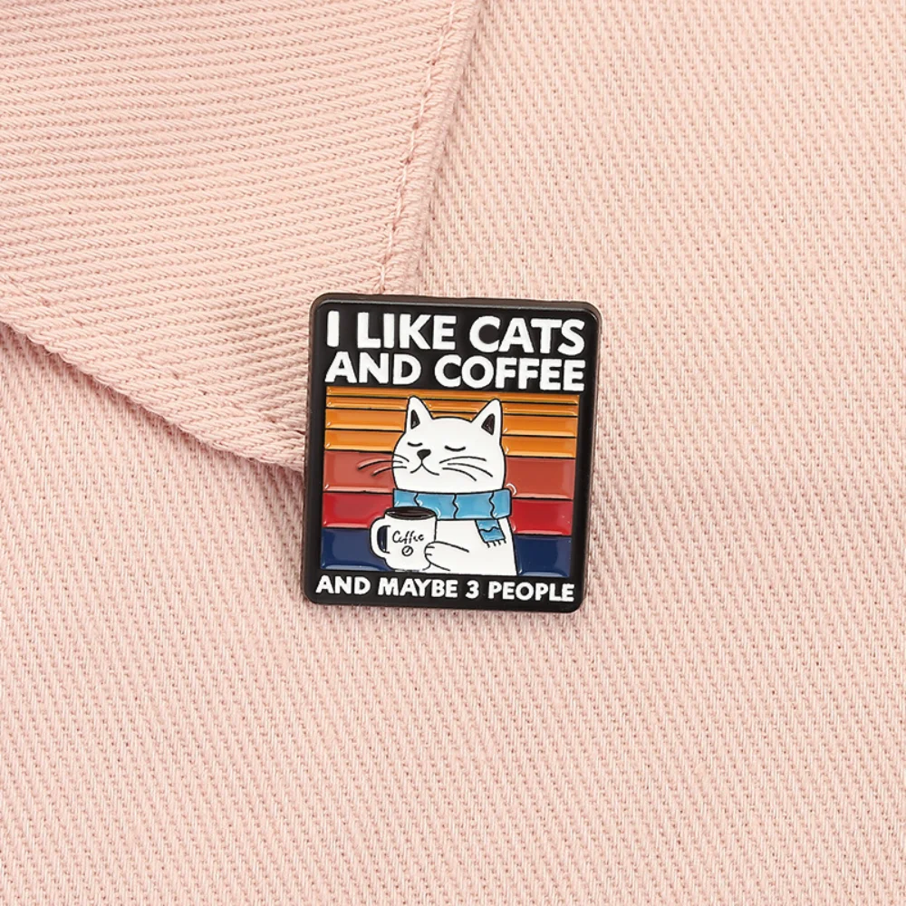 Cute Cat Coffee Brooch with Colorful Stripes 5 Cute Cat Coffee Brooch with Colorful Stripes - Image 5