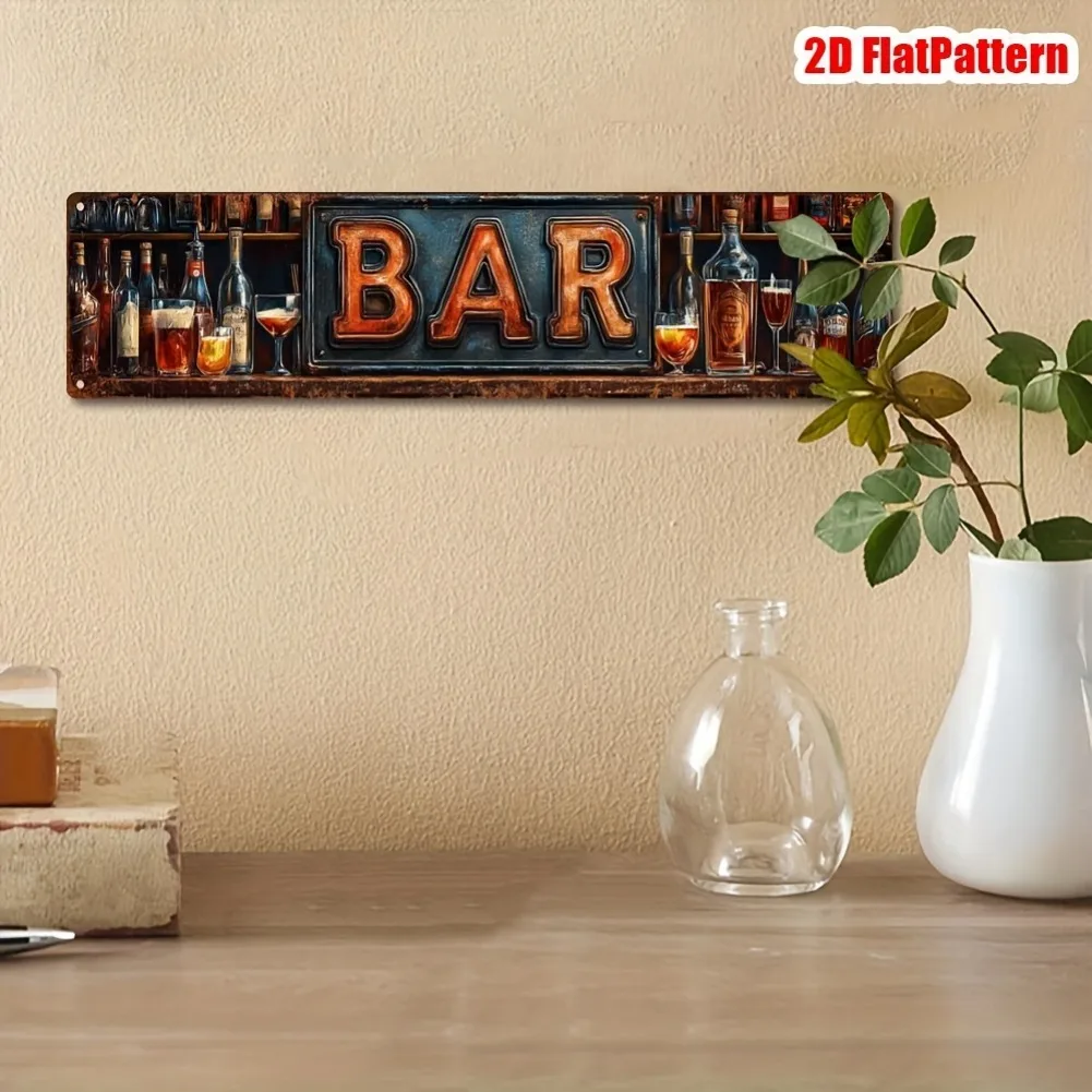 Vintage 10x40cm Metal BAR Sign with Rustic Finish 6 Vintage 10x40cm Metal BAR Sign with Rustic Finish - Image 6