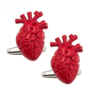 Punk Red Heart-shaped Cufflinks in Alloy