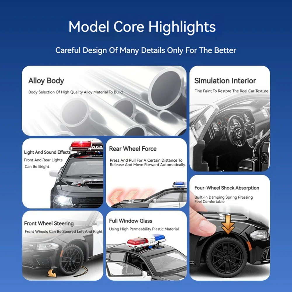 1/32 Scale Diecast Charger Police Car Model 2 1/32 Scale Diecast Charger Police Car Model - Image 2