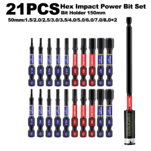 Impact-Resistant Hex Bits Set 1.5mm-8.0mm 17 Sf2d2eac66b8e41bda80377d230955687V