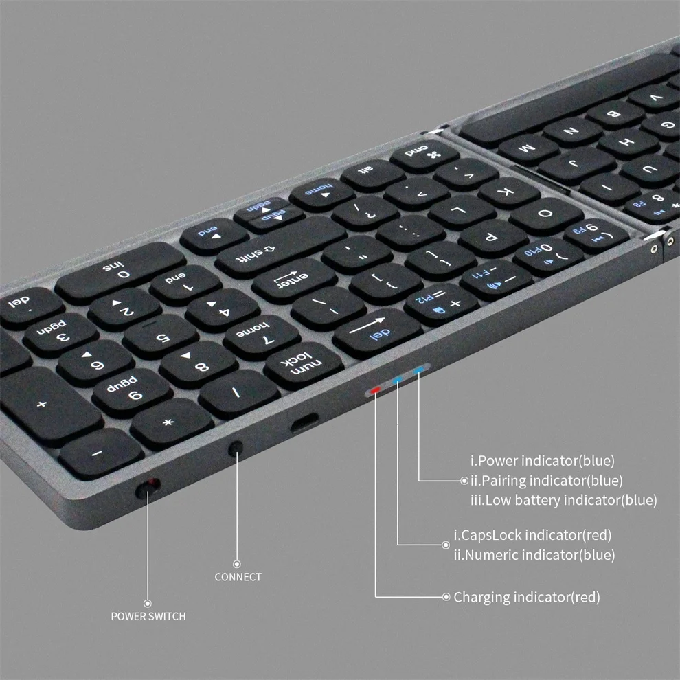 Foldable Wireless Bluetooth Keyboard for Travel 3 Foldable Wireless Bluetooth Keyboard for Travel - Image 3