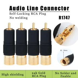 Gold-Plated RCA Connectors with Lotus Head Design 17 Sf3ad718ba18d4cd7919b918346c961fer