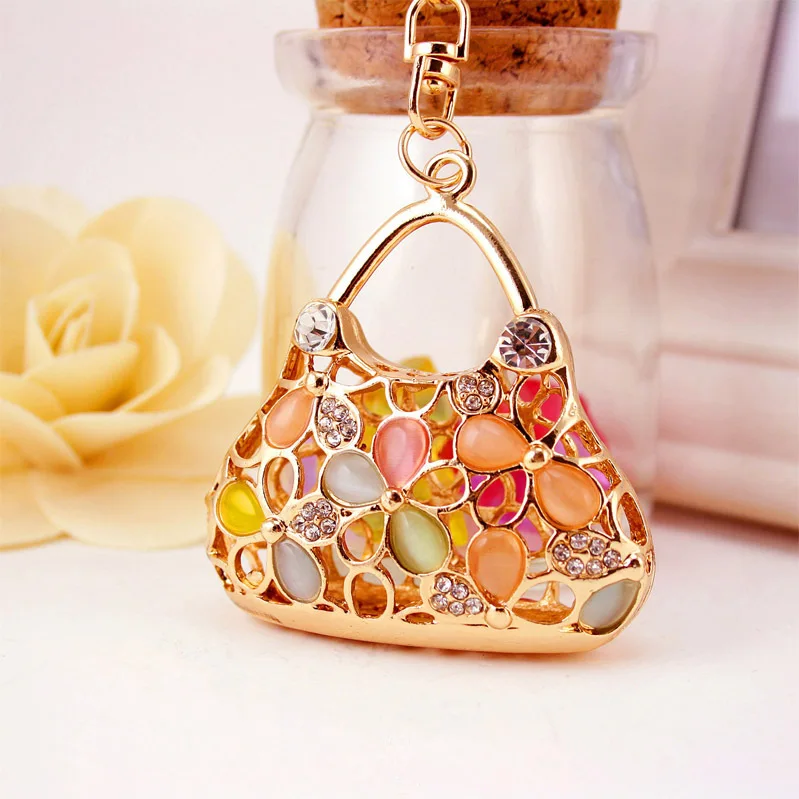 Metal Handbag Keychain with Pastel Stones 3 Metal Handbag Keychain with Pastel Stones - Image 3