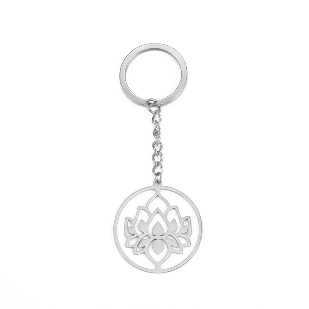 Stainless Steel Lotus Keychain for Spiritual Symbolism 9 Stainless Steel Lotus Keychain for Spiritual Symbolism - Image 9