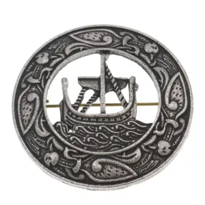 Celtic Viking Warship Vintage Pin Brooch