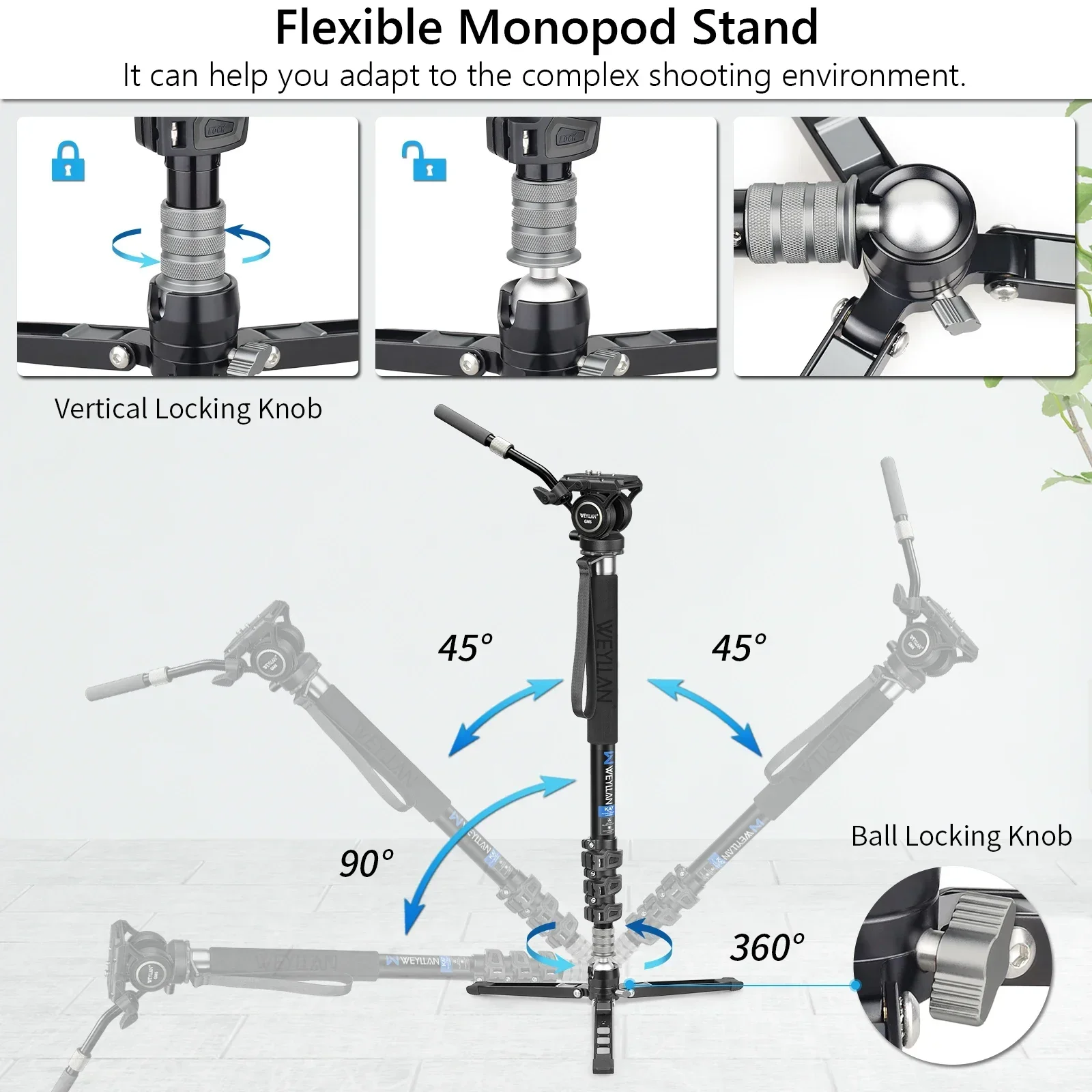 Professional DSLR Monopod with Fluid Head 4 Professional DSLR Monopod with Fluid Head - Image 4