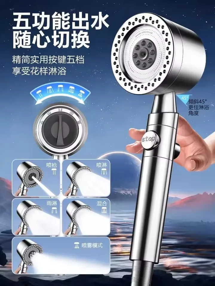 High-Pressure 5-Mode Shower Head with Filters 3 High-Pressure 5-Mode Shower Head with Filters - Image 3