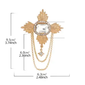 Vintage Gold Wing Brooch with Crystal Star 7 Sf6859a50af32426aa597594420d19cd5f