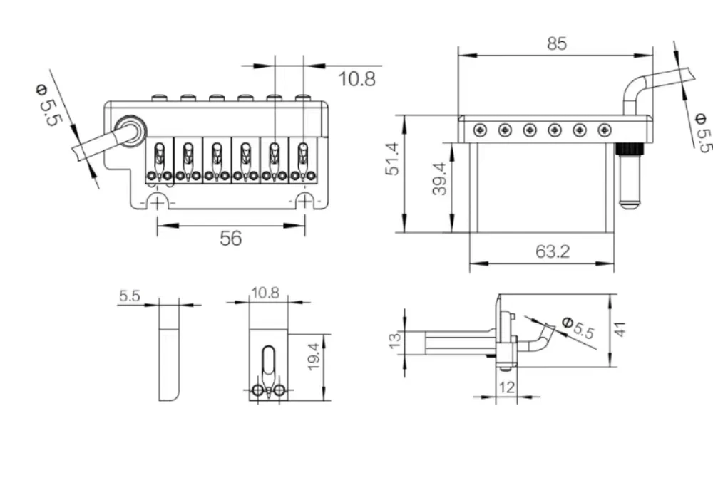 Non-Locking 2-Point Guitar Tremolo Bridge 6 Non-Locking 2-Point Guitar Tremolo Bridge - Image 6