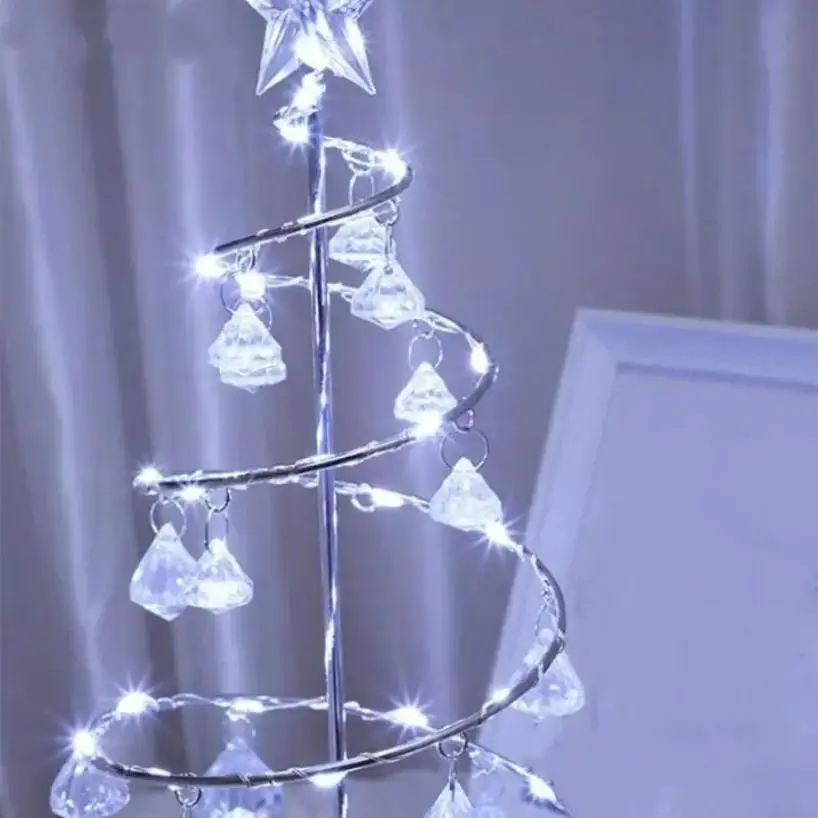 Elegant 38cm LED Christmas Tree Lamp with Crystals 2 Elegant 38cm LED Christmas Tree Lamp with Crystals - Image 2