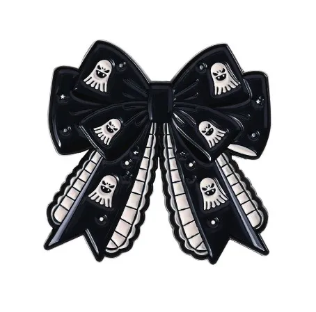 Gothic Dark Bow Brooch with Skull Motifs 7 Gothic Dark Bow Brooch with Skull Motifs - Image 7