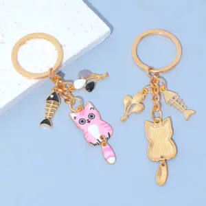 Cute Wagging Tail Cat Keychain with Fishbone Charm 13 Sf7c171f5cd7042158f332c0dd13b2ab44