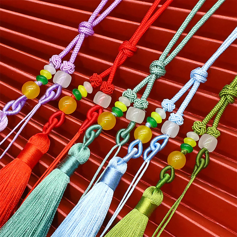 Pastel Pink Handwoven Tassel with Beads 5 Pastel Pink Handwoven Tassel with Beads - Image 5
