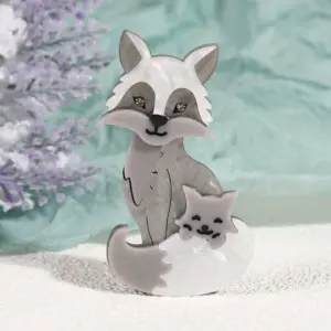 Gray Acrylic Fox Brooch for Jackets and Bags 6 Sf8eb45635fcc408fadef324ba7c73191R