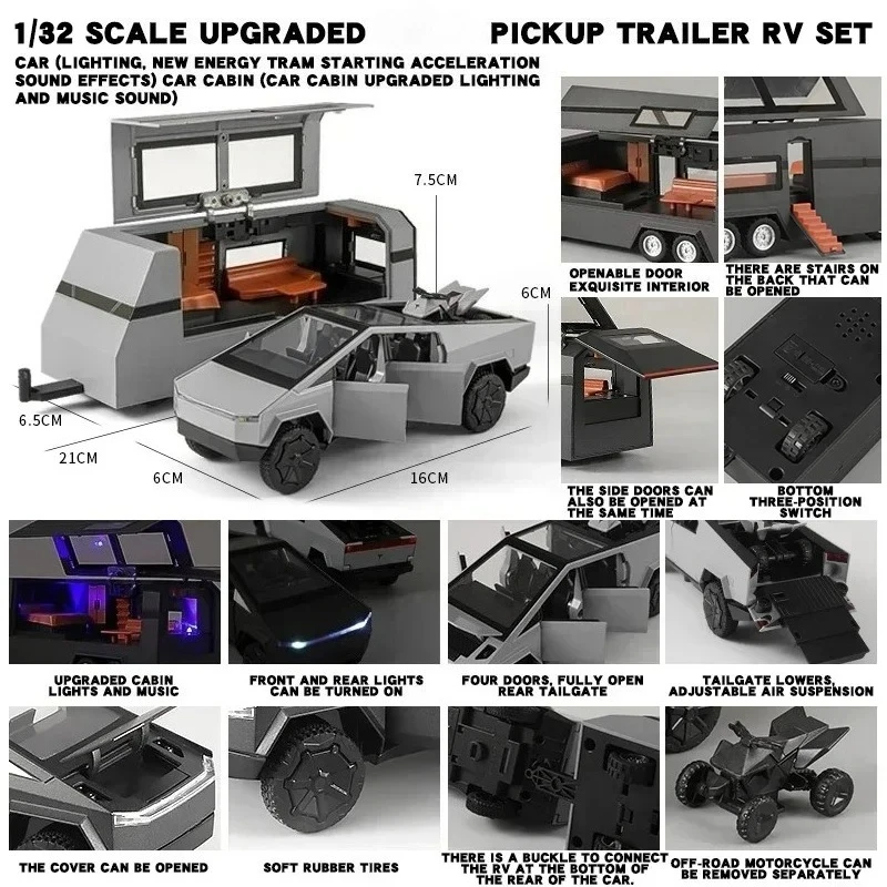 1:32 Diecast Pickup Trailer with Sound & Lights 4 1:32 Diecast Pickup Trailer with Sound & Lights - Image 4