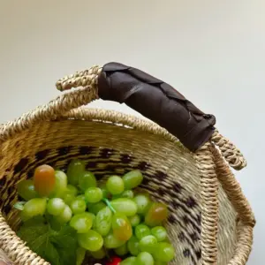 Rustic Handwoven Fruit Basket with Leather Handles 14 Sf982784e48884f0e9b7d21396c736db7s
