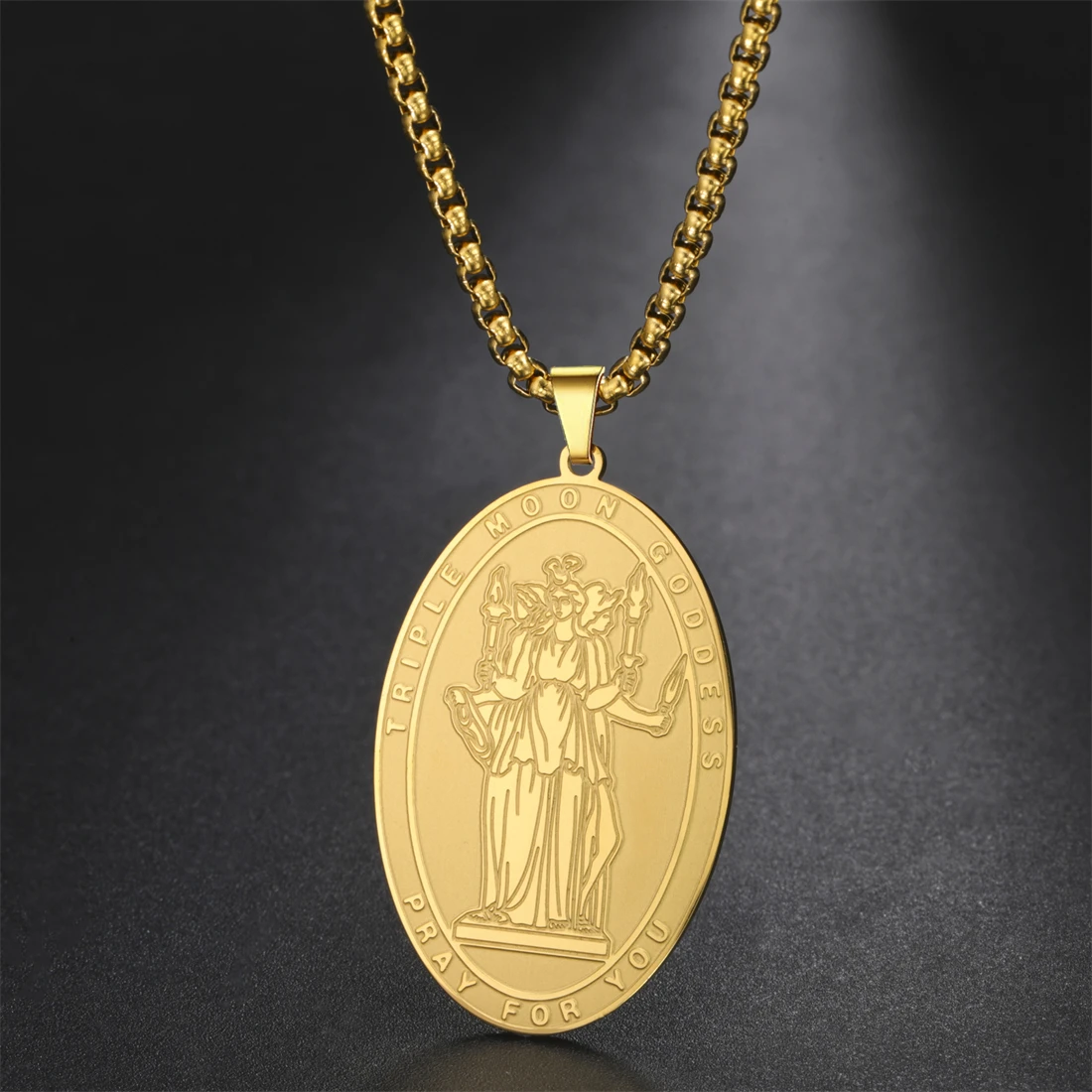 Stainless Steel Triple Moon Necklace 2 Stainless Steel Triple Moon Necklace - Image 2