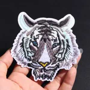 Embroidered White Tiger Patch 9.5 cm x 9 cm