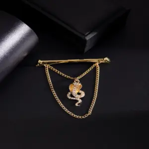 Gold-Tone Lightning Cross Tie Clip with Pendant 17 Sfac027efb97b45828f4871013f9af126t