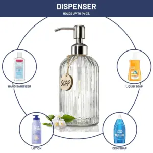 Elegant 400ml Glass Soap Dispenser with Stainless Steel Pump 10 Sfafc419f1a1b449db653fb7426cc9d55S
