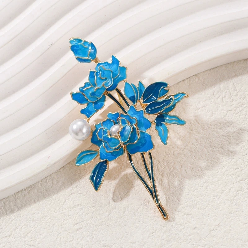 Elegant Enamel Peony Flower Brooch for Women 2 Elegant Enamel Peony Flower Brooch for Women - Image 2