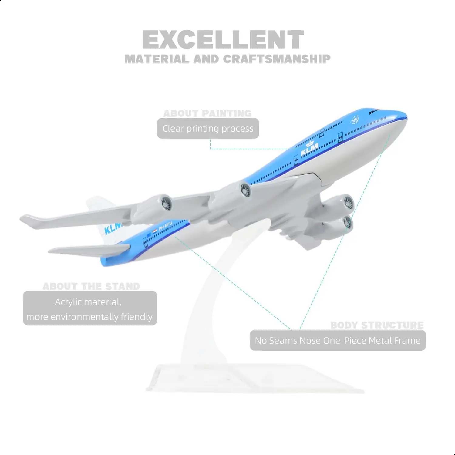 KLM Boeing 747 Diecast Model 1/400 Scale 2 KLM Boeing 747 Diecast Model 1/400 Scale - Image 2