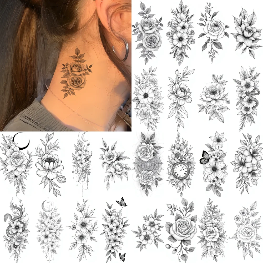 Set of 9 Elegant Line Art Temporary Tattoos 4 Set of 9 Elegant Line Art Temporary Tattoos - Image 4