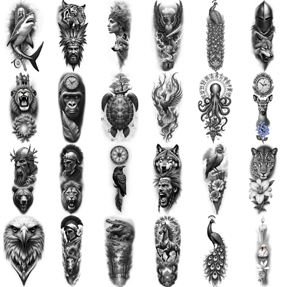 Realistic Black and Grey Temporary Tattoo Set 6 Realistic Black and Grey Temporary Tattoo Set - Image 6