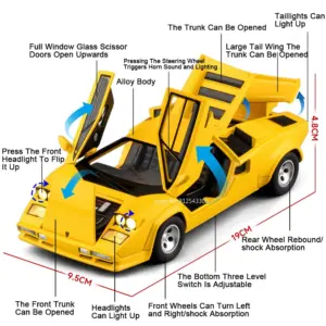 Yellow Supercar Model 1:24 Scale with Sound 11 Sfdfa3528eb1b495d9b6de669237194e3B