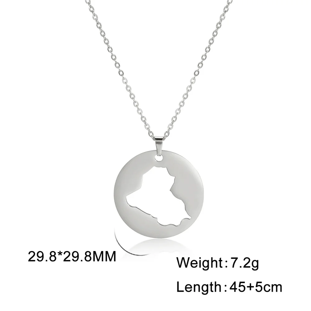 Stainless Steel Iraq Map Pendant Necklace 7 Stainless Steel Iraq Map Pendant Necklace - Image 7